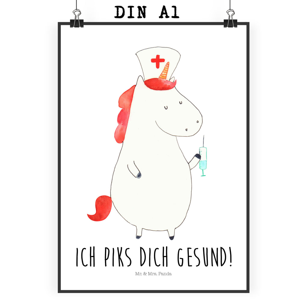 Poster Einhorn Krankenschwester Poster, Wandposter, Bild, Wanddeko, Küchenposter, Kinderposter, Wanddeko Bild, Raumdekoration, Wanddekoration, Handgemaltes Poster, Mr. & Mrs. Panda Poster, Designposter, Kunstdruck, Posterdruck, Einhorn, Einhörner, Einhorn Deko, Pegasus, Unicorn, Krankenschwester Geschenk, Krankenpfleger Geschenk, Krankenpflegerin, Krankenschwester Dankeschön, Krankenhaus, Ärztin Geschenk