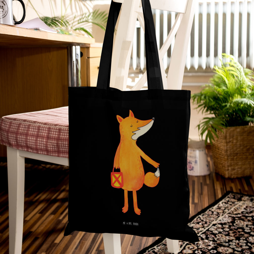 Tragetasche Fuchs Laterne Beuteltasche, Beutel, Einkaufstasche, Jutebeutel, Stoffbeutel, Fuchs, Füchse, Spruch trösten, Liebeskummer Spruch, Laterne, Sankt Martin, Laternenumzug, Aufmuntern, Cäsar Otto Hugo Flaischlen