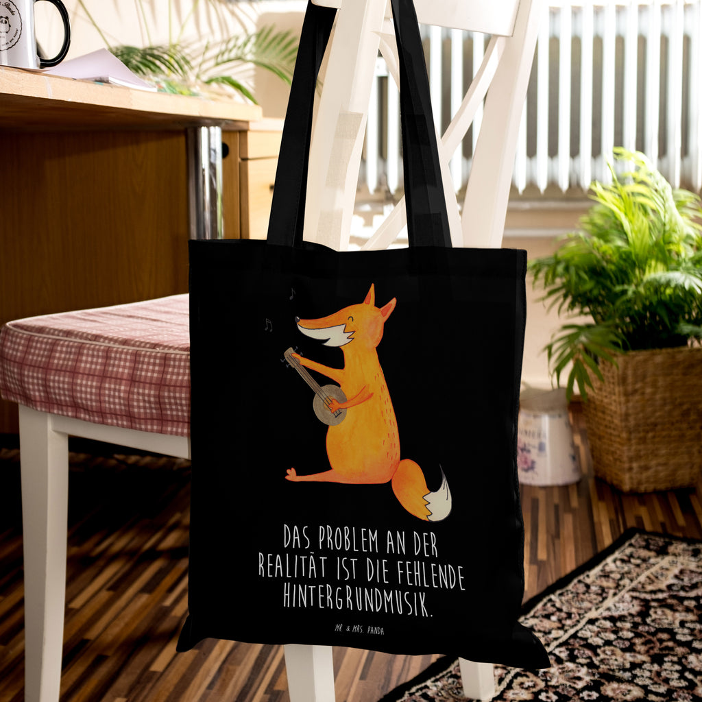 Tragetasche Fuchs Gitarre Beuteltasche, Beutel, Einkaufstasche, Jutebeutel, Stoffbeutel, Fuchs, Füchse, Geschenk Musiker, Musik Spruch, Musikerin, Sänger, Sängerin, Gitarre