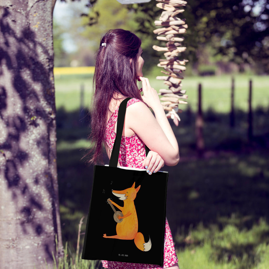 Tragetasche Fuchs Gitarre Beuteltasche, Beutel, Einkaufstasche, Jutebeutel, Stoffbeutel, Fuchs, Füchse, Geschenk Musiker, Musik Spruch, Musikerin, Sänger, Sängerin, Gitarre