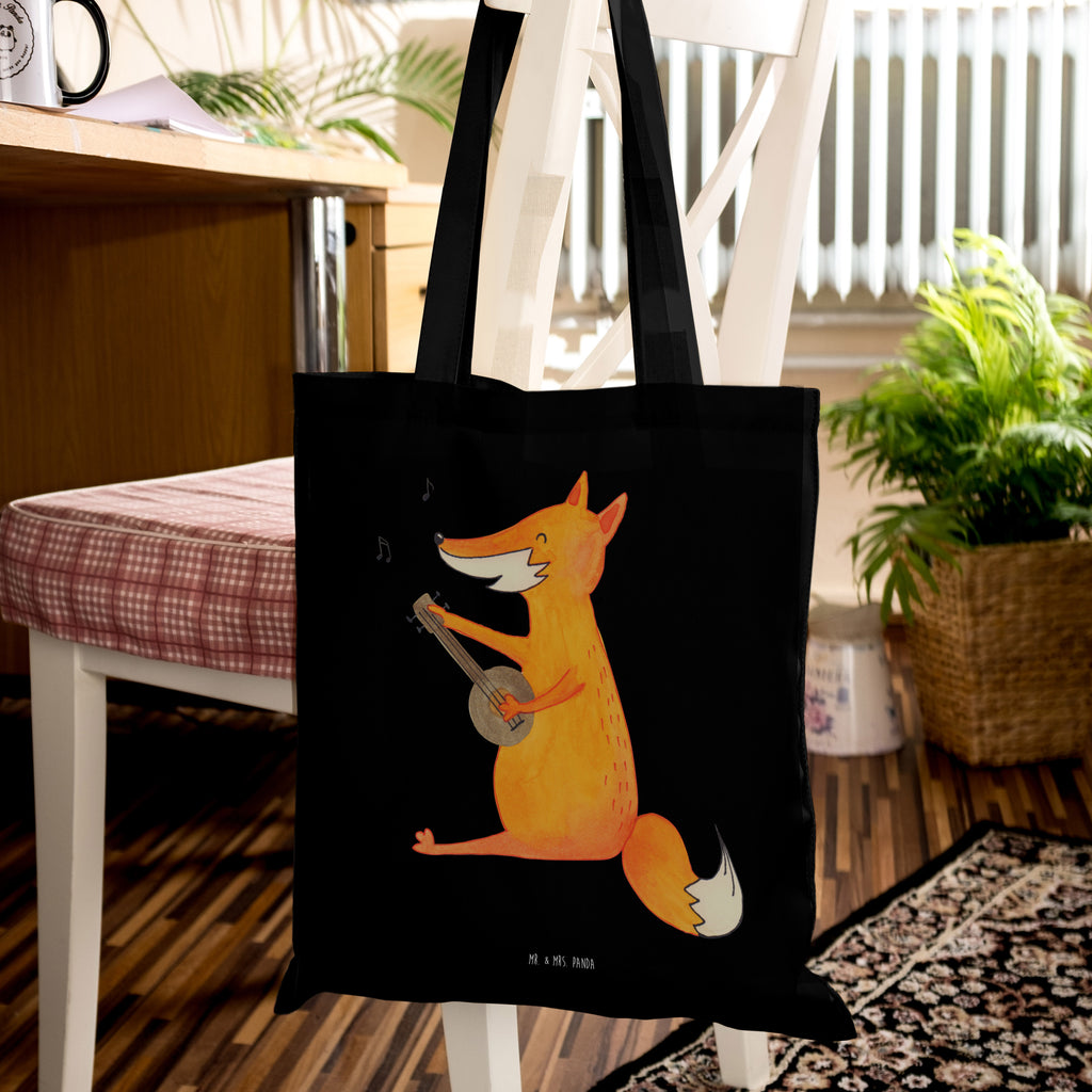 Tragetasche Fuchs Gitarre Beuteltasche, Beutel, Einkaufstasche, Jutebeutel, Stoffbeutel, Fuchs, Füchse, Geschenk Musiker, Musik Spruch, Musikerin, Sänger, Sängerin, Gitarre