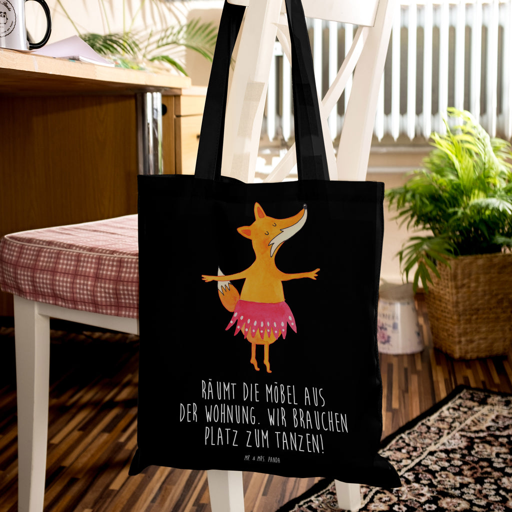 Tragetasche Fuchs Ballerina Beuteltasche, Beutel, Einkaufstasche, Jutebeutel, Stoffbeutel, Fuchs, Fuchs Spruch, Füchse, Füchsin, Ballerina, Ballett, Tänzerin, Tanzen, Party, Einladung, Geburtstag