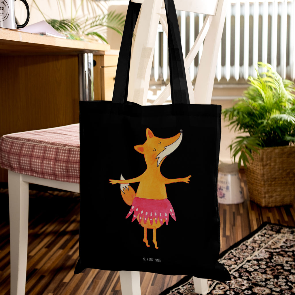 Tragetasche Fuchs Ballerina Beuteltasche, Beutel, Einkaufstasche, Jutebeutel, Stoffbeutel, Fuchs, Fuchs Spruch, Füchse, Füchsin, Ballerina, Ballett, Tänzerin, Tanzen, Party, Einladung, Geburtstag