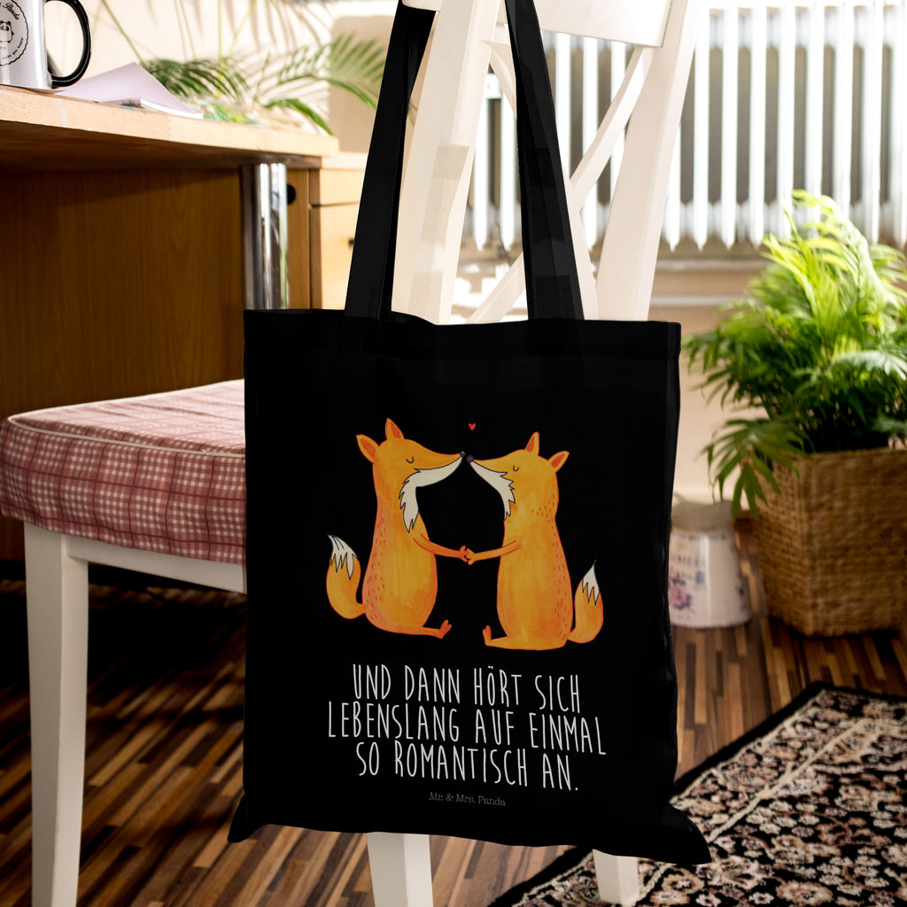 Tragetasche Füchse Liebe Beuteltasche, Beutel, Einkaufstasche, Jutebeutel, Stoffbeutel, Fuchs, Füchse, Fox, Liebe, Liebespaar, Paar, Partner, Freundin, Freund, Ehe, Verlobte, Ehemann, Ehefrau, Liebesbeweis