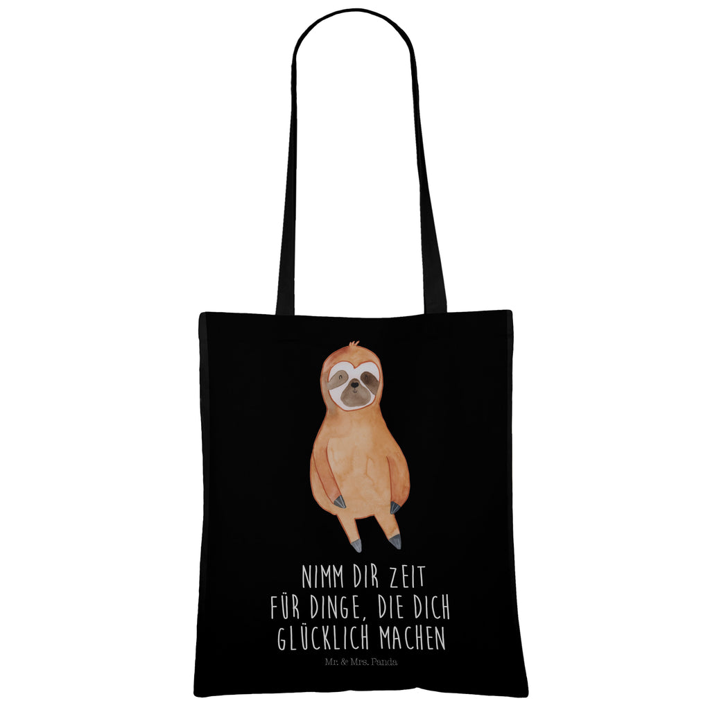 Tragetasche Faultier Zufrieden Beuteltasche, Beutel, Einkaufstasche, Jutebeutel, Stoffbeutel, Faultier, Faultier Geschenk, Faultier Deko, Faultiere, faul, Lieblingstier, Pause, relaxen, Glück, glücklich, zufrieden, happy, Zufriedenheit, Gelassenheit, Ruhe, Frieden