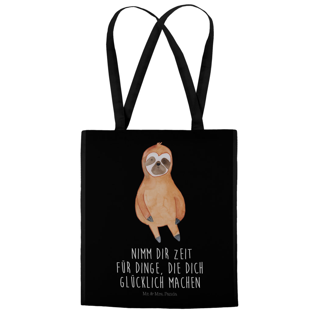 Tragetasche Faultier Zufrieden Beuteltasche, Beutel, Einkaufstasche, Jutebeutel, Stoffbeutel, Faultier, Faultier Geschenk, Faultier Deko, Faultiere, faul, Lieblingstier, Pause, relaxen, Glück, glücklich, zufrieden, happy, Zufriedenheit, Gelassenheit, Ruhe, Frieden