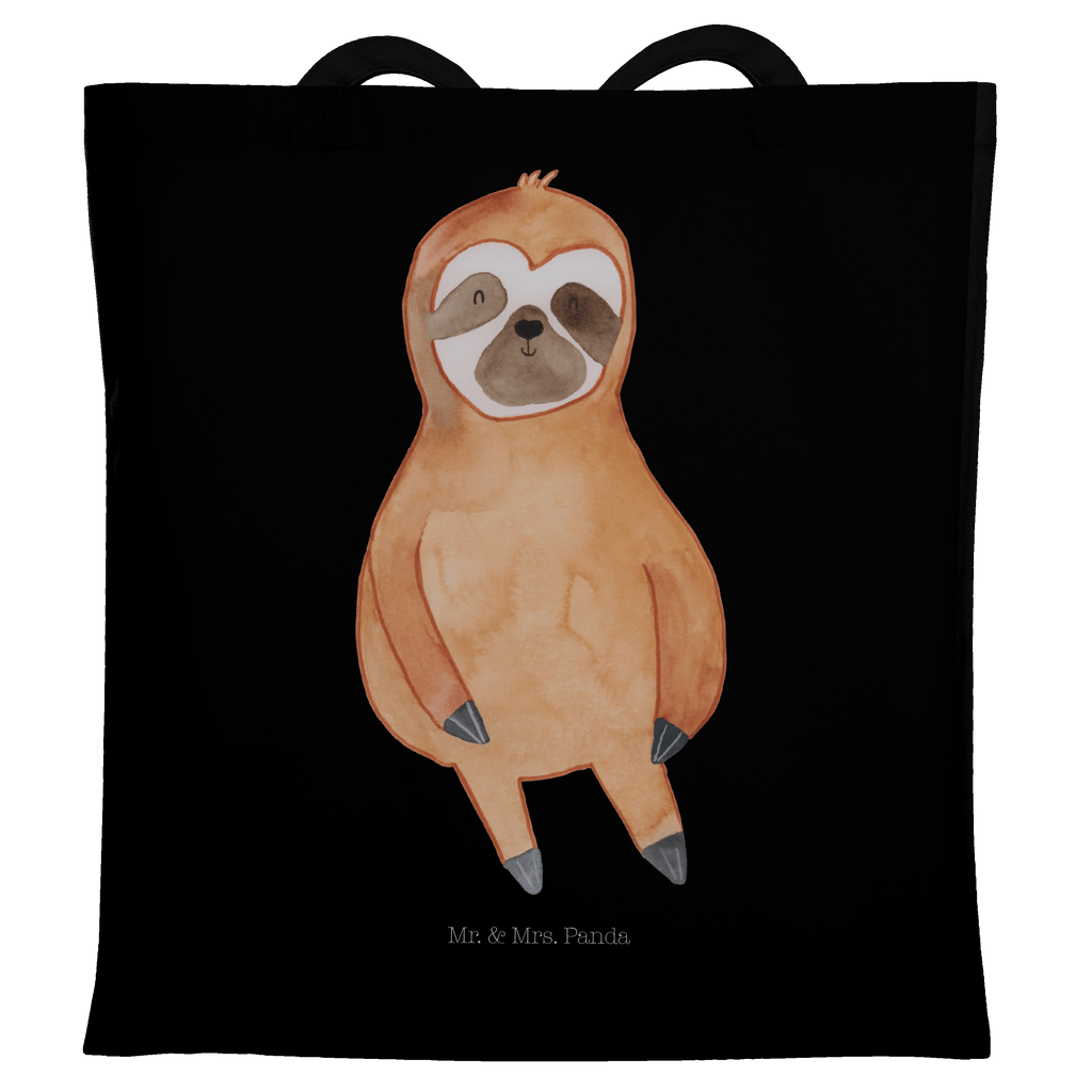 Tragetasche Faultier Zufrieden Beuteltasche, Beutel, Einkaufstasche, Jutebeutel, Stoffbeutel, Faultier, Faultier Geschenk, Faultier Deko, Faultiere, faul, Lieblingstier, Pause, relaxen, Glück, glücklich, zufrieden, happy, Zufriedenheit, Gelassenheit, Ruhe, Frieden