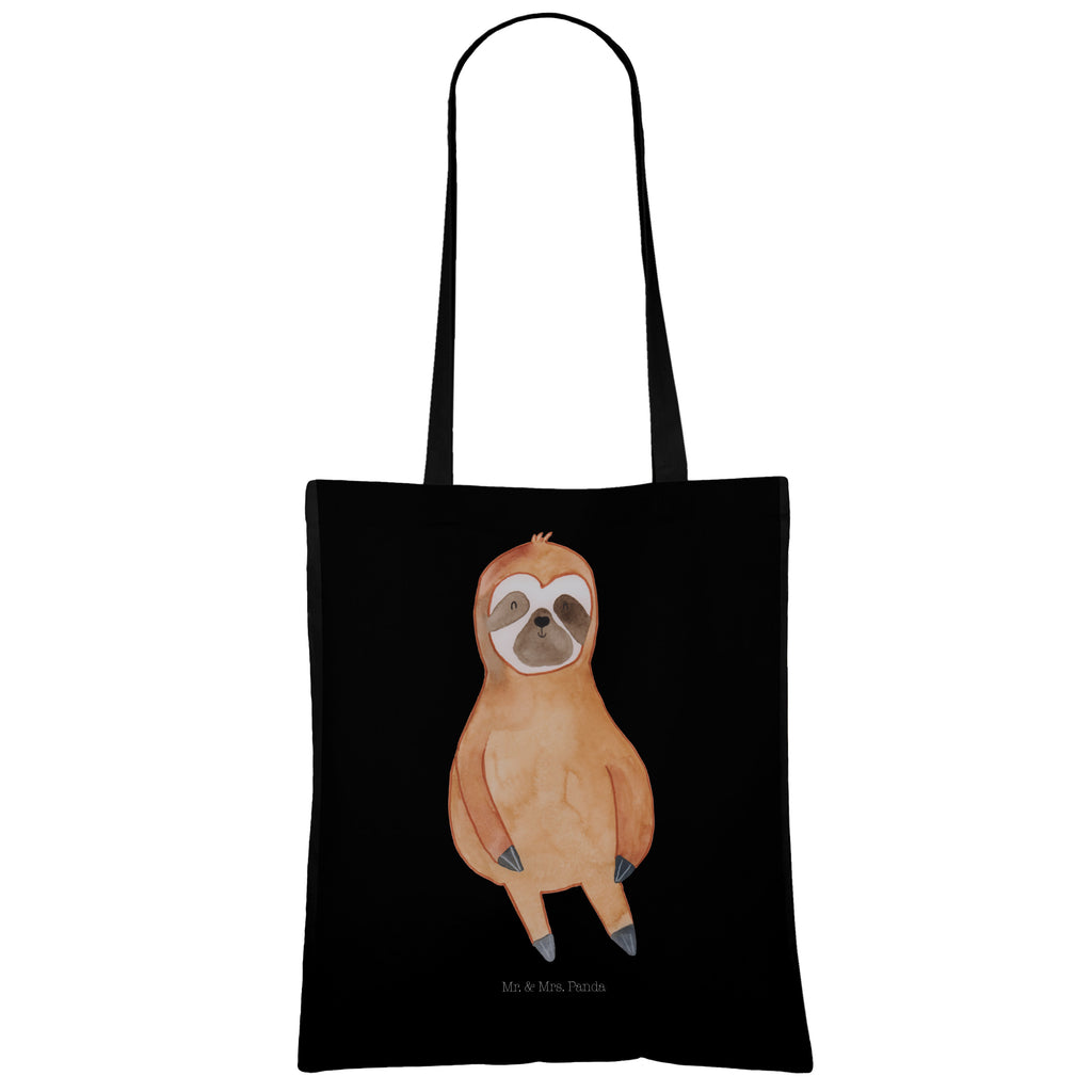 Tragetasche Faultier Zufrieden Beuteltasche, Beutel, Einkaufstasche, Jutebeutel, Stoffbeutel, Faultier, Faultier Geschenk, Faultier Deko, Faultiere, faul, Lieblingstier, Pause, relaxen, Glück, glücklich, zufrieden, happy, Zufriedenheit, Gelassenheit, Ruhe, Frieden