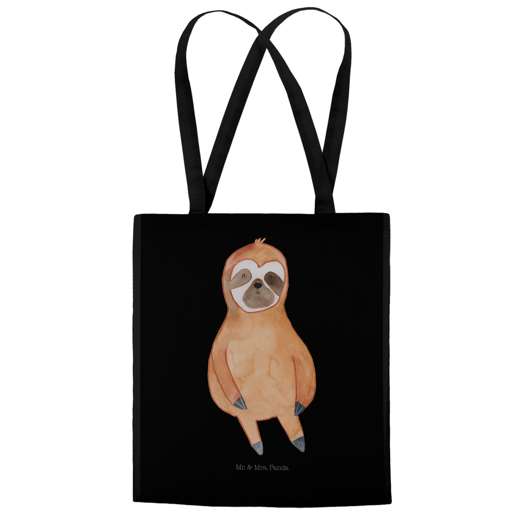 Tragetasche Faultier Zufrieden Beuteltasche, Beutel, Einkaufstasche, Jutebeutel, Stoffbeutel, Faultier, Faultier Geschenk, Faultier Deko, Faultiere, faul, Lieblingstier, Pause, relaxen, Glück, glücklich, zufrieden, happy, Zufriedenheit, Gelassenheit, Ruhe, Frieden