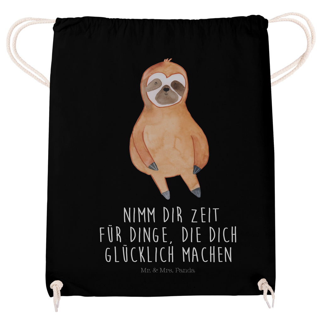 Sportbeutel Faultier Zufrieden Turnbeutel, Beutel, Sporttasche, Tasche, Stoffbeutel, Faultier, Faultier Geschenk, Faultier Deko, Faultiere, faul, Lieblingstier, Pause, relaxen, Glück, glücklich, zufrieden, happy, Zufriedenheit, Gelassenheit, Ruhe, Frieden