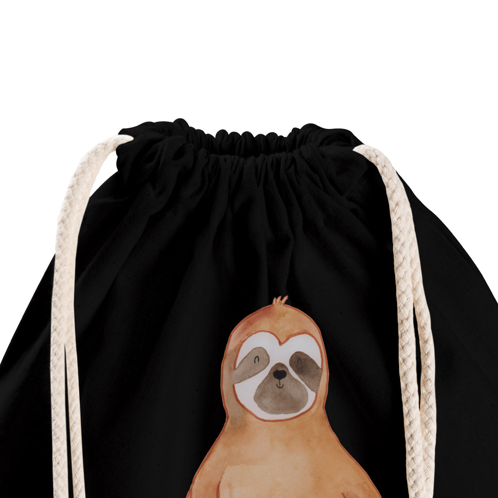 Sportbeutel Faultier Zufrieden Turnbeutel, Beutel, Sporttasche, Tasche, Stoffbeutel, Faultier, Faultier Geschenk, Faultier Deko, Faultiere, faul, Lieblingstier, Pause, relaxen, Glück, glücklich, zufrieden, happy, Zufriedenheit, Gelassenheit, Ruhe, Frieden