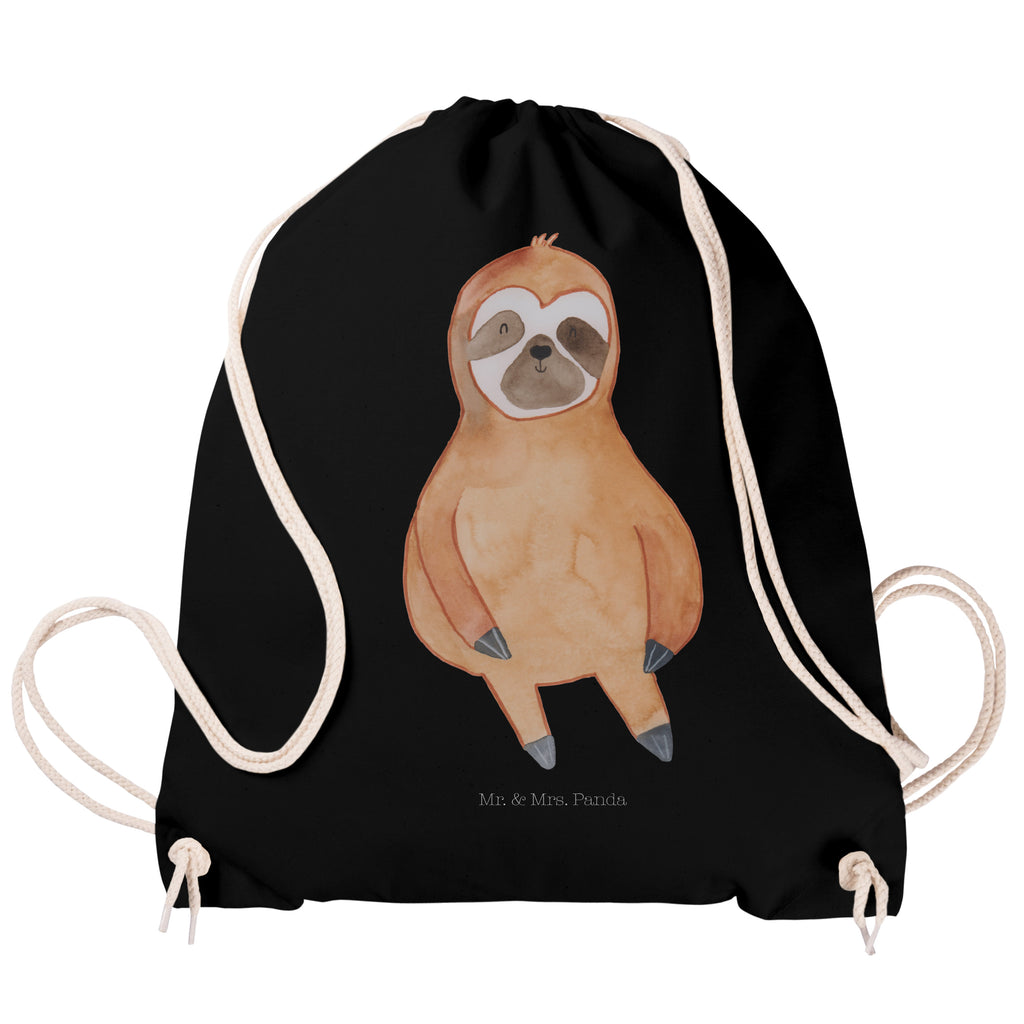 Sportbeutel Faultier Zufrieden Turnbeutel, Beutel, Sporttasche, Tasche, Stoffbeutel, Faultier, Faultier Geschenk, Faultier Deko, Faultiere, faul, Lieblingstier, Pause, relaxen, Glück, glücklich, zufrieden, happy, Zufriedenheit, Gelassenheit, Ruhe, Frieden