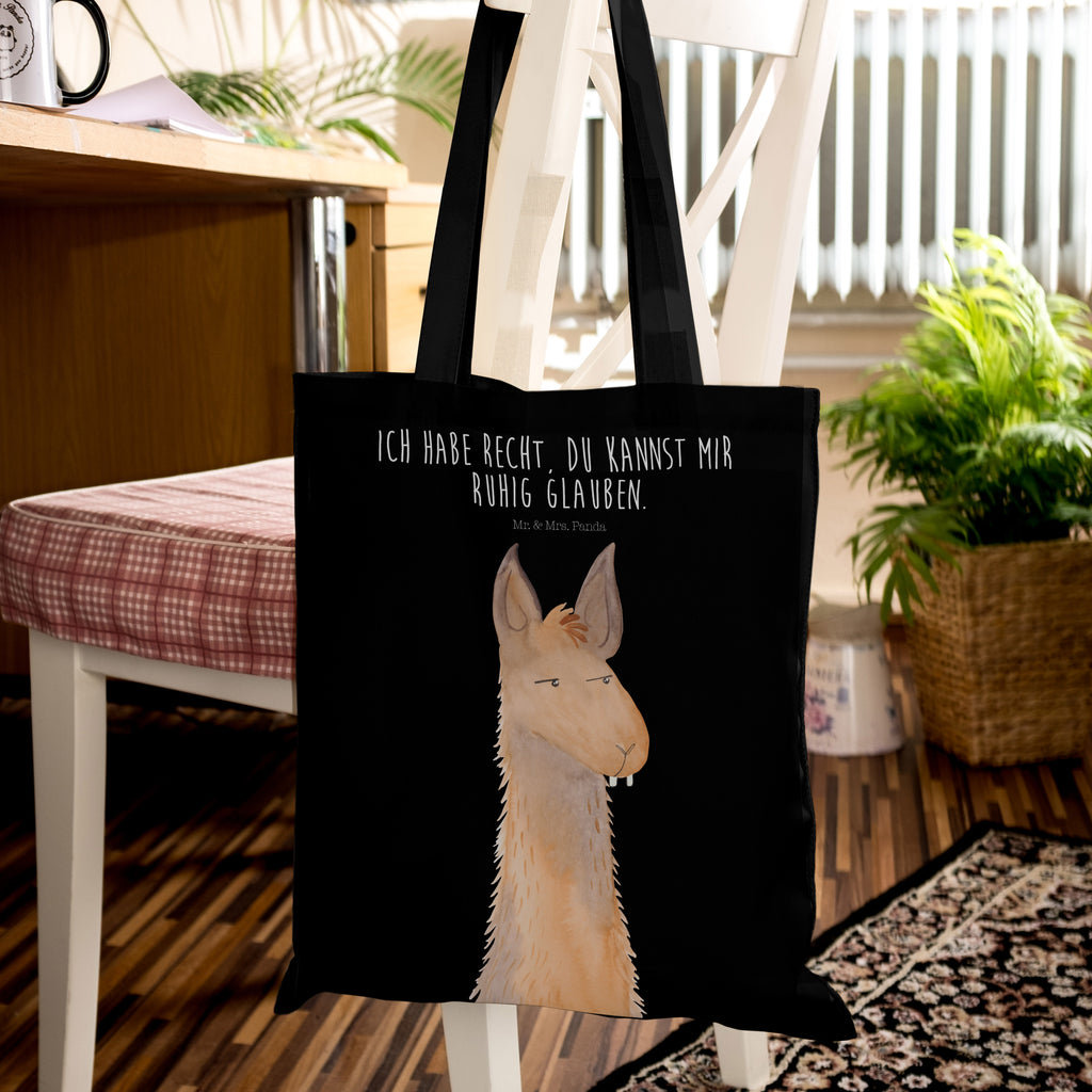 Tragetasche Lamakopf genervt Beuteltasche, Beutel, Einkaufstasche, Jutebeutel, Stoffbeutel, Lama, Alpaka, Lamas, Recht haben, genervt sein, Freundin, beste Freundin, Partnerin, Büro, Büroalltag, Chef, Chefin, Azubi