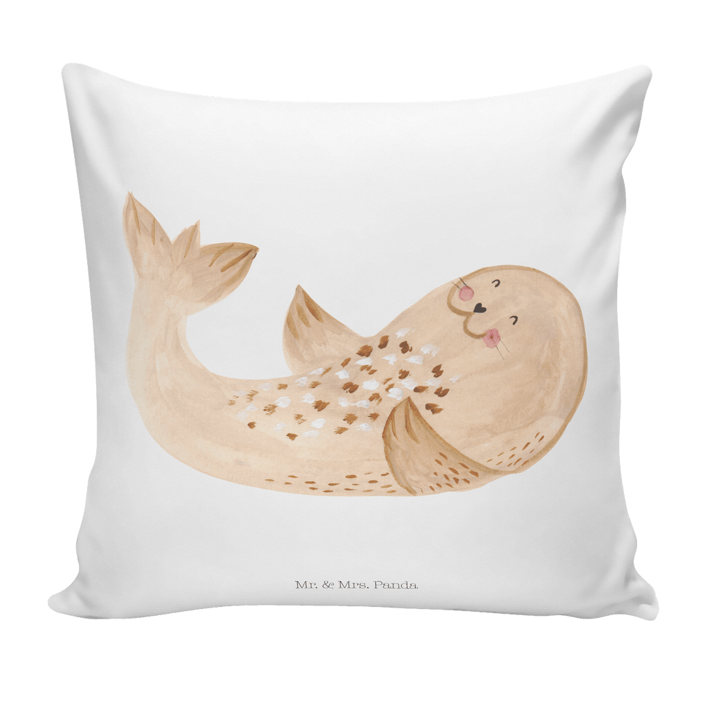 40x40 Kissen Robbe liegend Kissenhülle, Kopfkissen, Sofakissen, Dekokissen, Motivkissen, Tiermotive, Gute Laune, lustige Sprüche, Tiere, Robbe, Robben, Seehund, Strand, Meerestier, Ostsee, Nordsee, Lachen, Freude