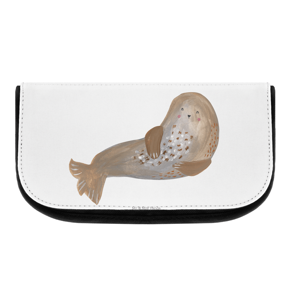 Kosmetiktasche Robbe lachend Kosmetikbeutel, Kulturtasche, Kulturbeutel, Schminktasche, Make-Up Tasche, Tiermotive, Gute Laune, lustige Sprüche, Tiere, Robbe, Robben, Seehund, Strand, Meerestier, Ostsee, Nordsee