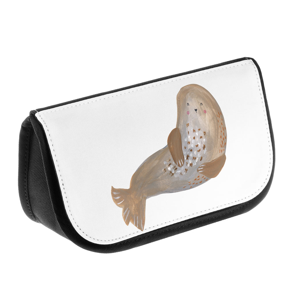 Kosmetiktasche Robbe lachend Kosmetikbeutel, Kulturtasche, Kulturbeutel, Schminktasche, Make-Up Tasche, Tiermotive, Gute Laune, lustige Sprüche, Tiere, Robbe, Robben, Seehund, Strand, Meerestier, Ostsee, Nordsee