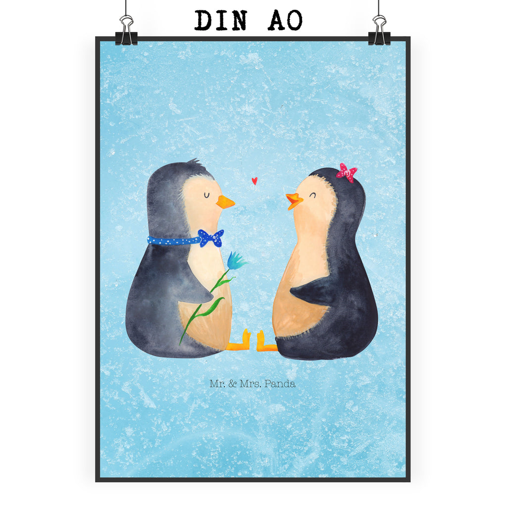 Poster Pinguin Pärchen Poster, Wandposter, Bild, Wanddeko, Küchenposter, Kinderposter, Wanddeko Bild, Raumdekoration, Wanddekoration, Handgemaltes Poster, Mr. & Mrs. Panda Poster, Designposter, Kunstdruck, Posterdruck, Pinguin, Pinguine, Liebe, Liebespaar, Liebesbeweis, Liebesgeschenk, Verlobung, Jahrestag, Hochzeitstag, Hochzeit, Hochzeitsgeschenk, große Liebe, Traumpaar