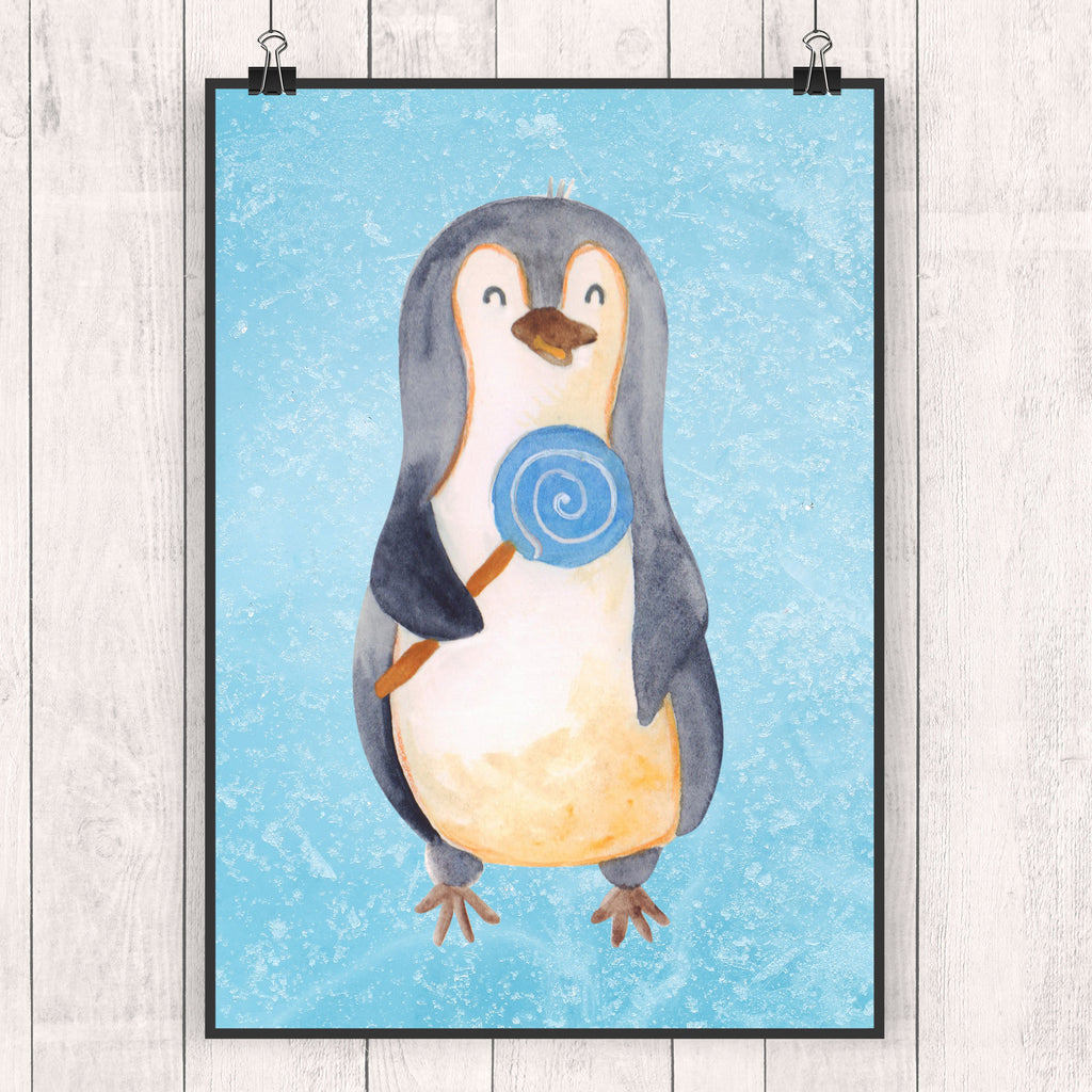 Poster Pinguin Lolli Poster, Wandposter, Bild, Wanddeko, Küchenposter, Kinderposter, Wanddeko Bild, Raumdekoration, Wanddekoration, Handgemaltes Poster, Mr. & Mrs. Panda Poster, Designposter, Kunstdruck, Posterdruck, Pinguin, Pinguine, Lolli, Süßigkeiten, Blödsinn, Spruch, Rebell, Gauner, Ganove, Rabauke