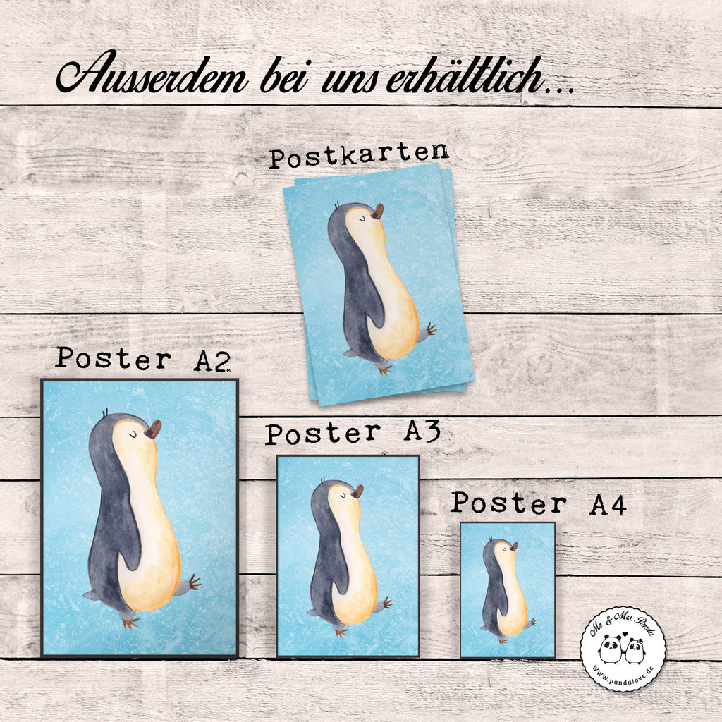 Poster Pinguin marschierend Poster, Wandposter, Bild, Wanddeko, Küchenposter, Kinderposter, Wanddeko Bild, Raumdekoration, Wanddekoration, Handgemaltes Poster, Mr. & Mrs. Panda Poster, Designposter, Kunstdruck, Posterdruck, Pinguin, Pinguine, Frühaufsteher, Langschläfer, Bruder, Schwester, Familie