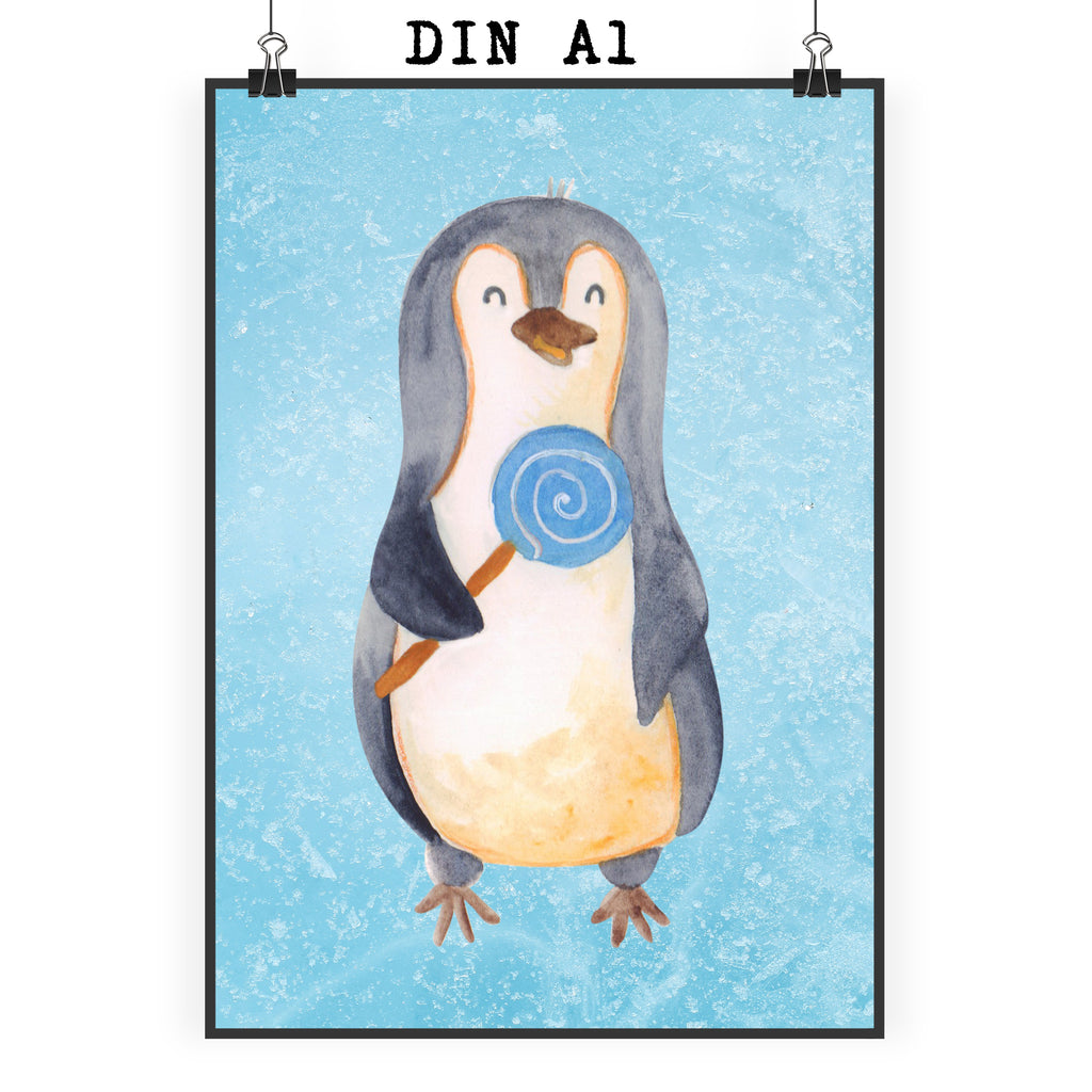 Poster Pinguin Lolli Poster, Wandposter, Bild, Wanddeko, Küchenposter, Kinderposter, Wanddeko Bild, Raumdekoration, Wanddekoration, Handgemaltes Poster, Mr. & Mrs. Panda Poster, Designposter, Kunstdruck, Posterdruck, Pinguin, Pinguine, Lolli, Süßigkeiten, Blödsinn, Spruch, Rebell, Gauner, Ganove, Rabauke