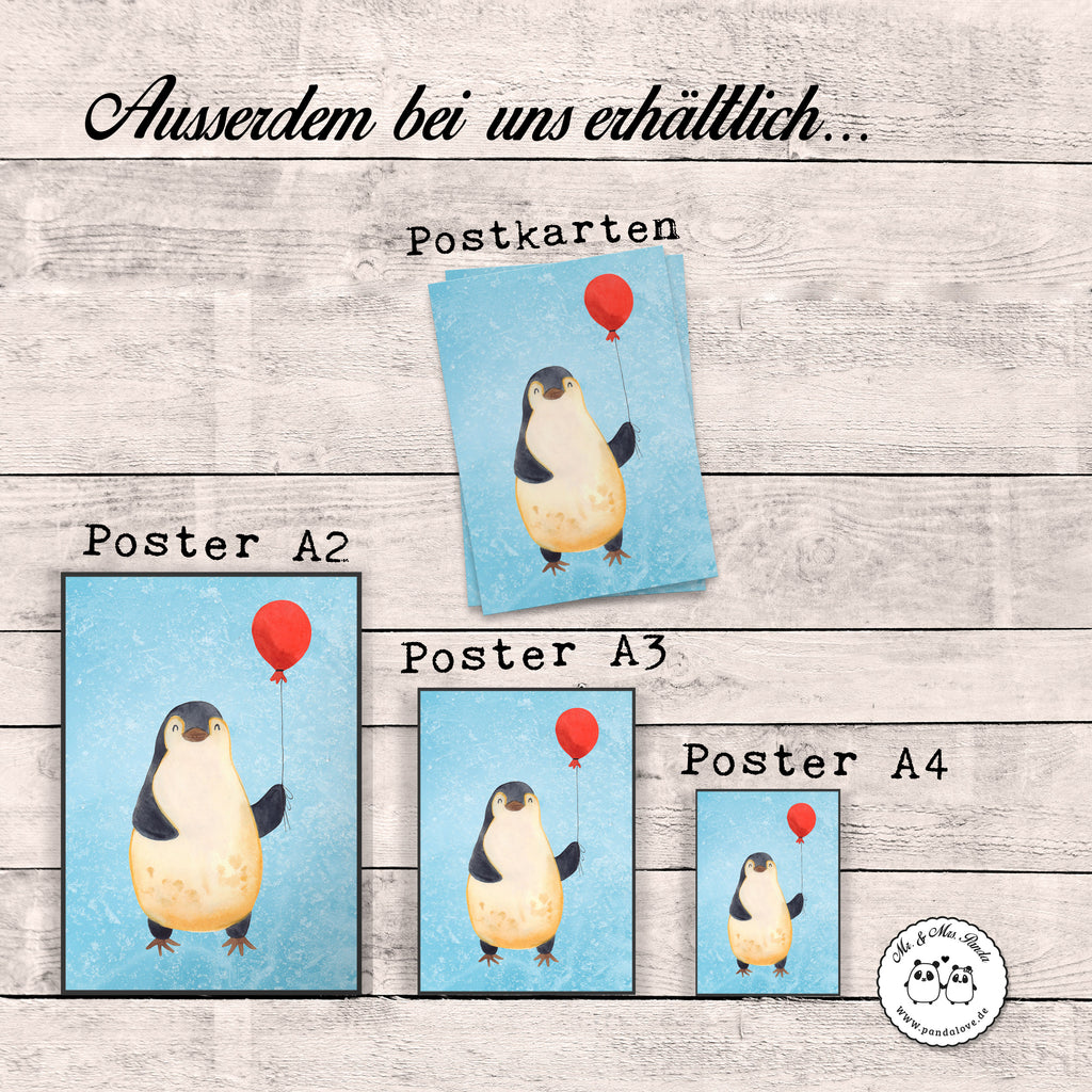 Poster Pinguin Luftballon Poster, Wandposter, Bild, Wanddeko, Küchenposter, Kinderposter, Wanddeko Bild, Raumdekoration, Wanddekoration, Handgemaltes Poster, Mr. & Mrs. Panda Poster, Designposter, Kunstdruck, Posterdruck, Pinguin, Pinguine, Luftballon, Tagträume, Lebenslust, Geschenk Freundin, Geschenkidee, beste Freundin, Motivation, Neustart, neues Leben, Liebe, Glück