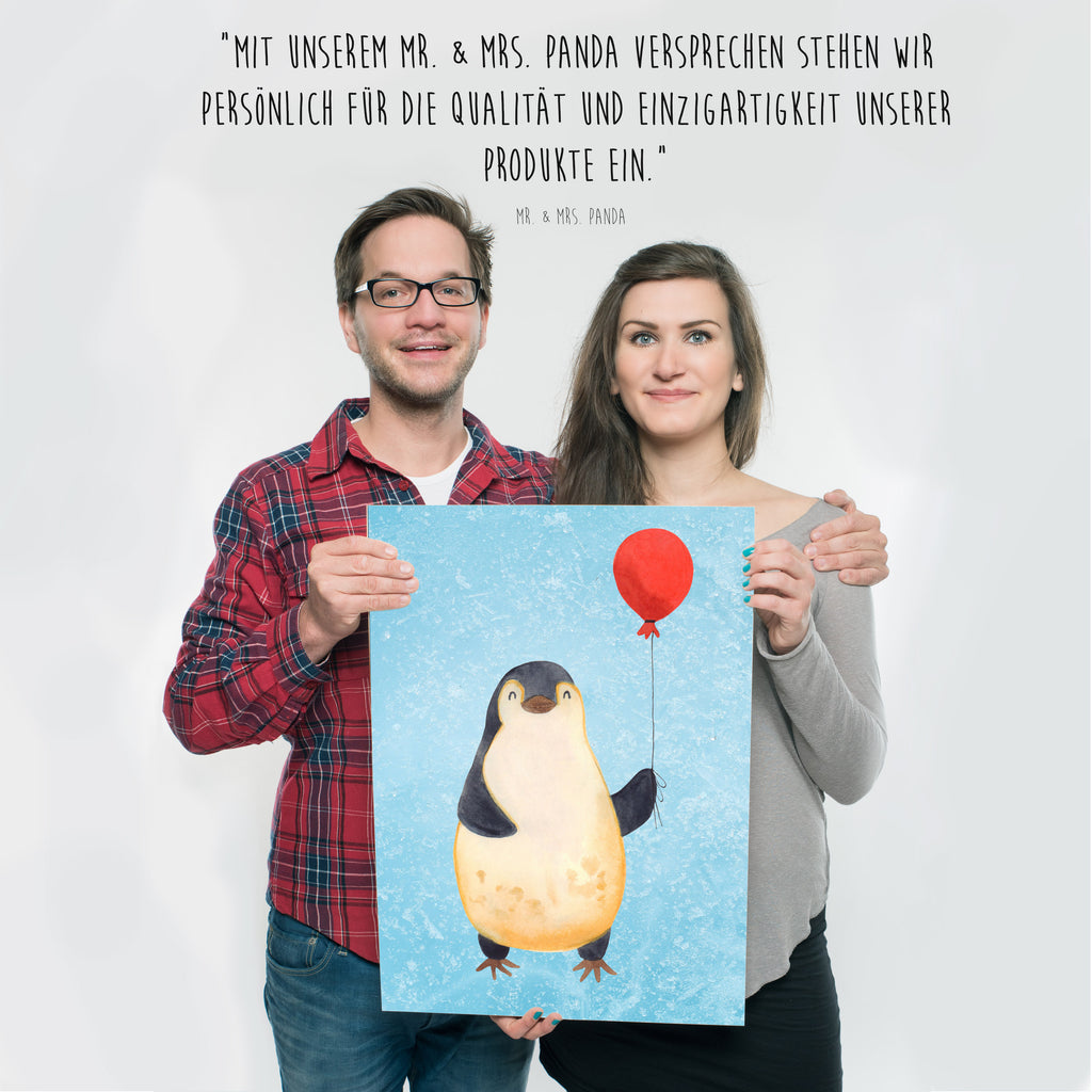 Poster Pinguin Luftballon Poster, Wandposter, Bild, Wanddeko, Küchenposter, Kinderposter, Wanddeko Bild, Raumdekoration, Wanddekoration, Handgemaltes Poster, Mr. & Mrs. Panda Poster, Designposter, Kunstdruck, Posterdruck, Pinguin, Pinguine, Luftballon, Tagträume, Lebenslust, Geschenk Freundin, Geschenkidee, beste Freundin, Motivation, Neustart, neues Leben, Liebe, Glück