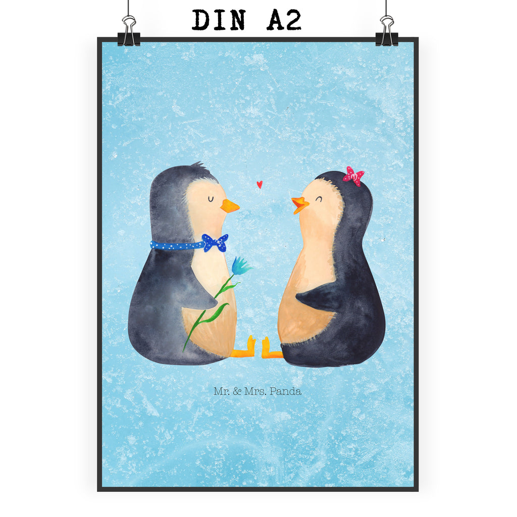Poster Pinguin Pärchen Poster, Wandposter, Bild, Wanddeko, Küchenposter, Kinderposter, Wanddeko Bild, Raumdekoration, Wanddekoration, Handgemaltes Poster, Mr. & Mrs. Panda Poster, Designposter, Kunstdruck, Posterdruck, Pinguin, Pinguine, Liebe, Liebespaar, Liebesbeweis, Liebesgeschenk, Verlobung, Jahrestag, Hochzeitstag, Hochzeit, Hochzeitsgeschenk, große Liebe, Traumpaar