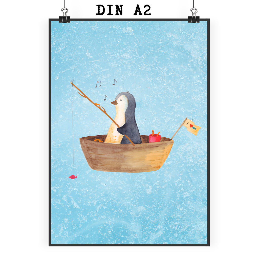 Poster Pinguin Angelboot Poster, Wandposter, Bild, Wanddeko, Küchenposter, Kinderposter, Wanddeko Bild, Raumdekoration, Wanddekoration, Handgemaltes Poster, Mr. & Mrs. Panda Poster, Designposter, Kunstdruck, Posterdruck, Pinguin, Pinguine, Angeln, Boot, Angelboot, Lebenslust, Leben, genießen, Motivation, Neustart, Neuanfang, Trennung, Scheidung, Geschenkidee Liebeskummer