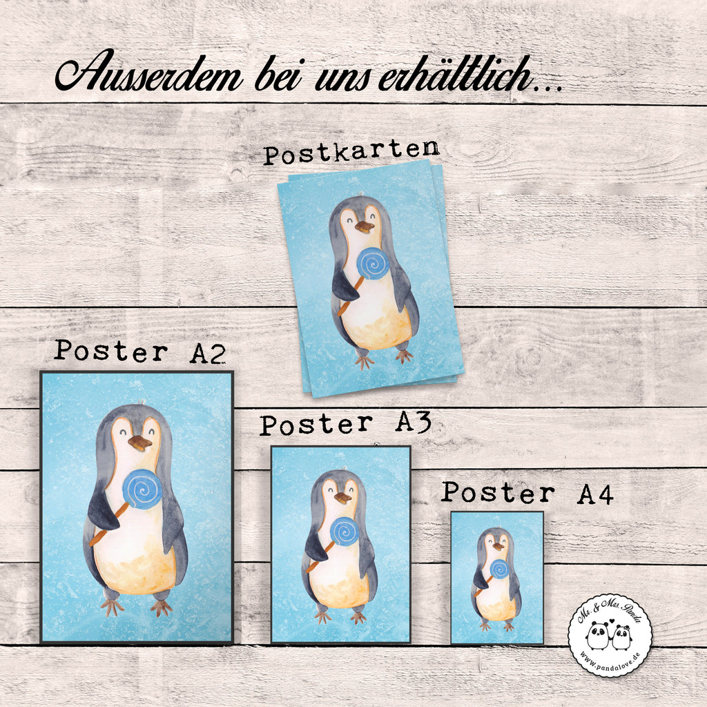 Poster Pinguin Lolli Poster, Wandposter, Bild, Wanddeko, Küchenposter, Kinderposter, Wanddeko Bild, Raumdekoration, Wanddekoration, Handgemaltes Poster, Mr. & Mrs. Panda Poster, Designposter, Kunstdruck, Posterdruck, Pinguin, Pinguine, Lolli, Süßigkeiten, Blödsinn, Spruch, Rebell, Gauner, Ganove, Rabauke