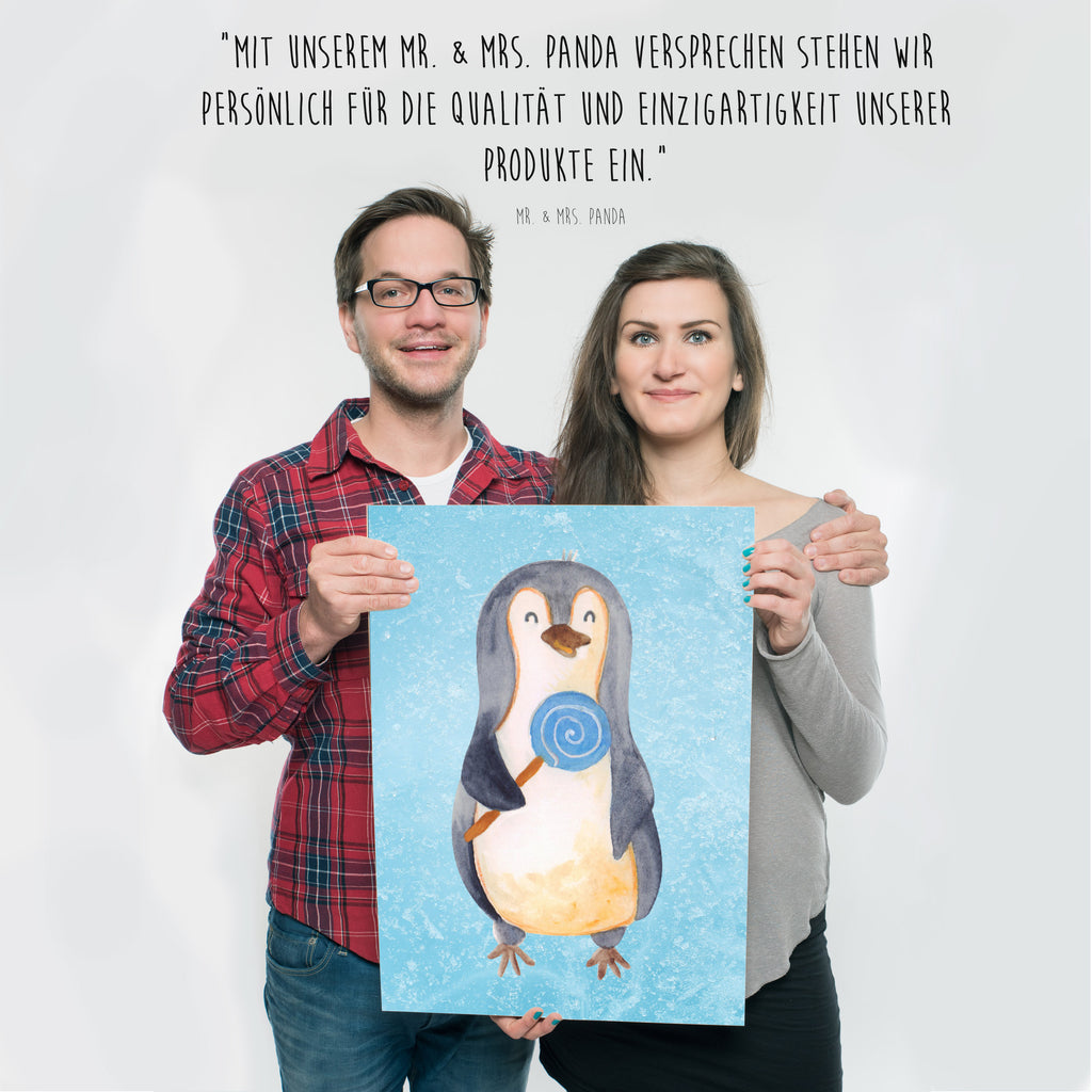 Poster Pinguin Lolli Poster, Wandposter, Bild, Wanddeko, Küchenposter, Kinderposter, Wanddeko Bild, Raumdekoration, Wanddekoration, Handgemaltes Poster, Mr. & Mrs. Panda Poster, Designposter, Kunstdruck, Posterdruck, Pinguin, Pinguine, Lolli, Süßigkeiten, Blödsinn, Spruch, Rebell, Gauner, Ganove, Rabauke