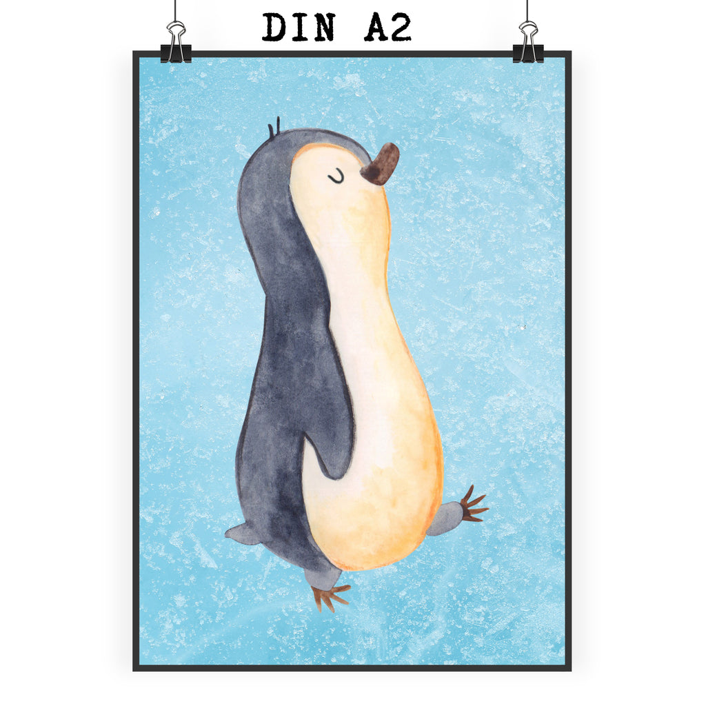 Poster Pinguin marschierend Poster, Wandposter, Bild, Wanddeko, Küchenposter, Kinderposter, Wanddeko Bild, Raumdekoration, Wanddekoration, Handgemaltes Poster, Mr. & Mrs. Panda Poster, Designposter, Kunstdruck, Posterdruck, Pinguin, Pinguine, Frühaufsteher, Langschläfer, Bruder, Schwester, Familie
