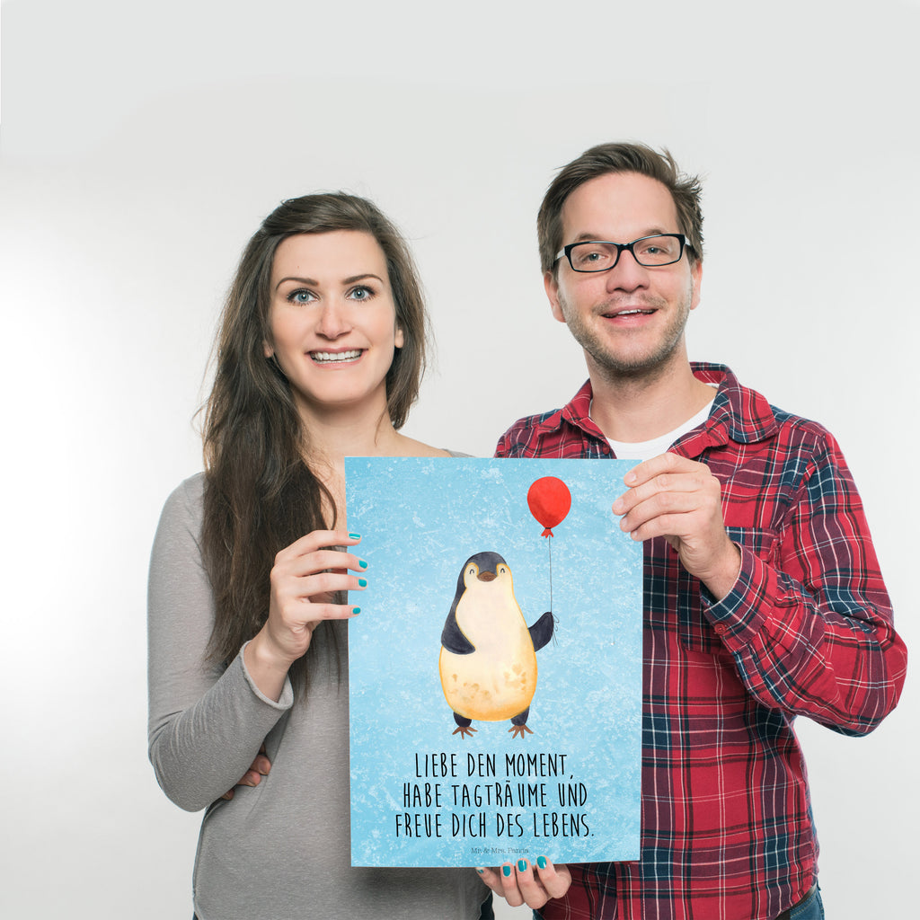Poster Pinguin Luftballon Poster, Wandposter, Bild, Wanddeko, Küchenposter, Kinderposter, Wanddeko Bild, Raumdekoration, Wanddekoration, Handgemaltes Poster, Mr. & Mrs. Panda Poster, Designposter, Kunstdruck, Posterdruck, Pinguin, Pinguine, Luftballon, Tagträume, Lebenslust, Geschenk Freundin, Geschenkidee, beste Freundin, Motivation, Neustart, neues Leben, Liebe, Glück