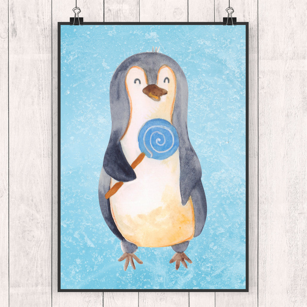 Poster Pinguin Lolli Poster, Wandposter, Bild, Wanddeko, Küchenposter, Kinderposter, Wanddeko Bild, Raumdekoration, Wanddekoration, Handgemaltes Poster, Mr. & Mrs. Panda Poster, Designposter, Kunstdruck, Posterdruck, Pinguin, Pinguine, Lolli, Süßigkeiten, Blödsinn, Spruch, Rebell, Gauner, Ganove, Rabauke