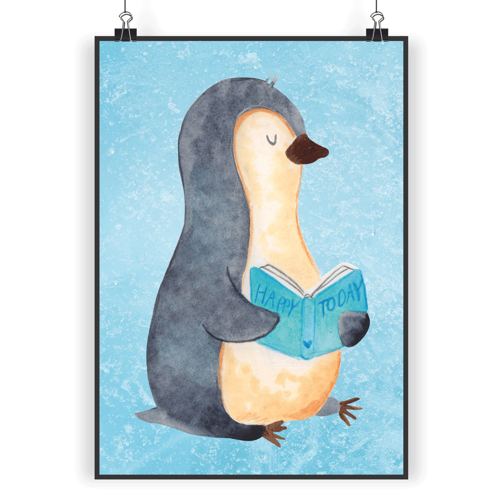 Poster Pinguin Buch Poster, Wandposter, Bild, Wanddeko, Küchenposter, Kinderposter, Wanddeko Bild, Raumdekoration, Wanddekoration, Handgemaltes Poster, Mr. & Mrs. Panda Poster, Designposter, Kunstdruck, Posterdruck, Pinguin, Pinguine, Buch, Lesen, Bücherwurm, Nichtstun, Faulenzen, Ferien, Urlaub, Freizeit