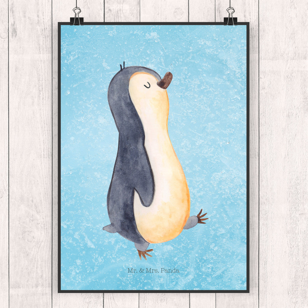 Poster Pinguin marschierend Poster, Wandposter, Bild, Wanddeko, Küchenposter, Kinderposter, Wanddeko Bild, Raumdekoration, Wanddekoration, Handgemaltes Poster, Mr. & Mrs. Panda Poster, Designposter, Kunstdruck, Posterdruck, Pinguin, Pinguine, Frühaufsteher, Langschläfer, Bruder, Schwester, Familie