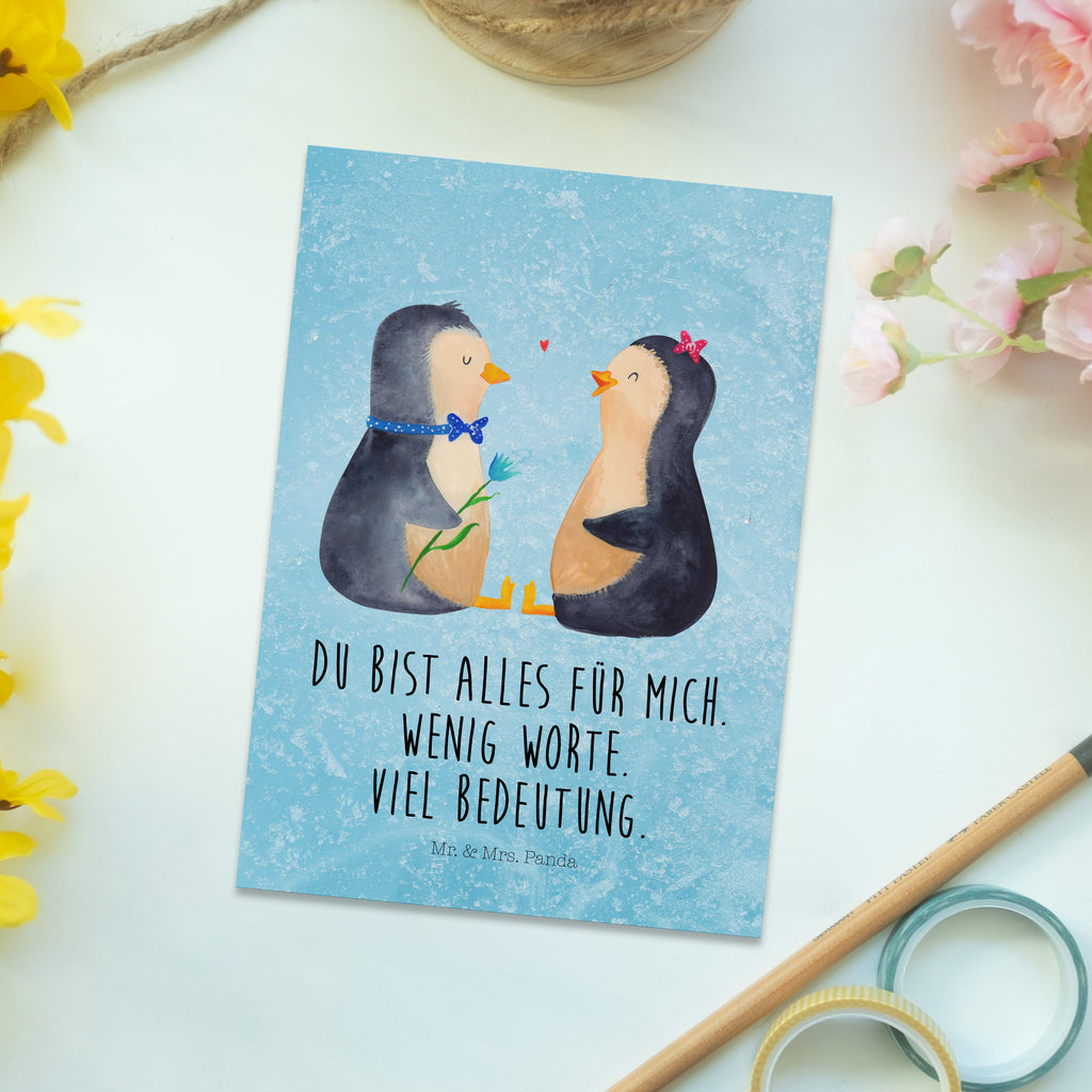 Postkarte Pinguin Pärchen Geschenkkarte, Grußkarte, Karte, Einladung, Ansichtskarte, Geburtstagskarte, Einladungskarte, Dankeskarte, Pinguin, Pinguine, Liebe, Liebespaar, Liebesbeweis, Liebesgeschenk, Verlobung, Jahrestag, Hochzeitstag, Hochzeit, Hochzeitsgeschenk, große Liebe, Traumpaar