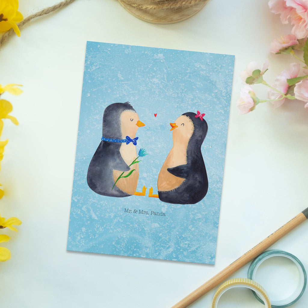 Postkarte Pinguin Pärchen Geschenkkarte, Grußkarte, Karte, Einladung, Ansichtskarte, Geburtstagskarte, Einladungskarte, Dankeskarte, Pinguin, Pinguine, Liebe, Liebespaar, Liebesbeweis, Liebesgeschenk, Verlobung, Jahrestag, Hochzeitstag, Hochzeit, Hochzeitsgeschenk, große Liebe, Traumpaar