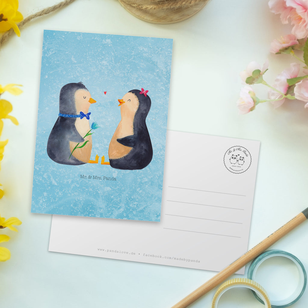 Postkarte Pinguin Pärchen Geschenkkarte, Grußkarte, Karte, Einladung, Ansichtskarte, Geburtstagskarte, Einladungskarte, Dankeskarte, Pinguin, Pinguine, Liebe, Liebespaar, Liebesbeweis, Liebesgeschenk, Verlobung, Jahrestag, Hochzeitstag, Hochzeit, Hochzeitsgeschenk, große Liebe, Traumpaar