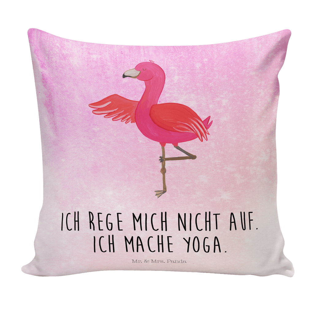 40x40 Kissen Flamingo Yoga Kissenhülle, Kopfkissen, Sofakissen, Dekokissen, Motivkissen, Flamingo, Vogel, Yoga, Namaste, Achtsamkeit, Yoga-Übung, Entspannung, Ärger, Aufregen, Tiefenentspannung