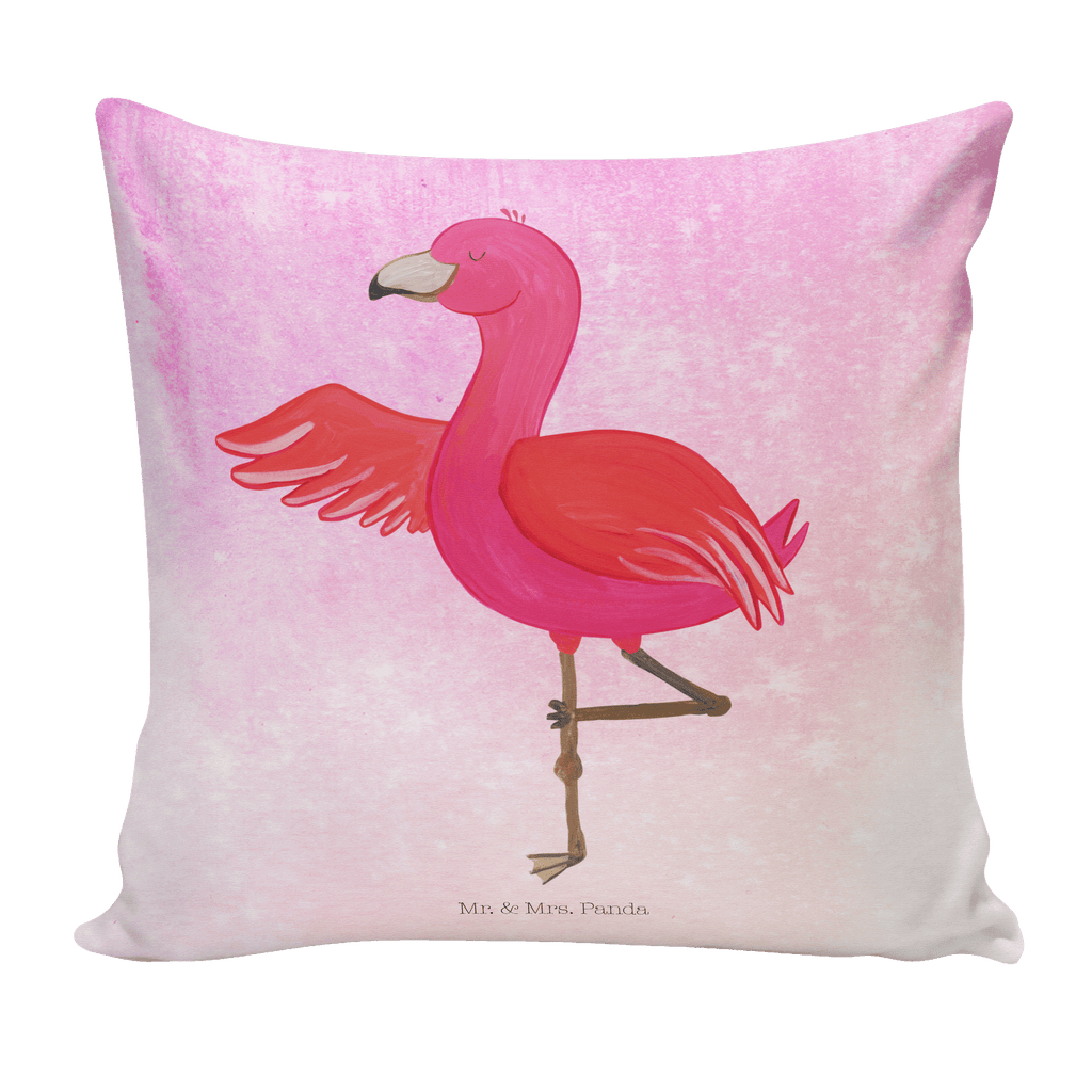 40x40 Kissen Flamingo Yoga Kissenhülle, Kopfkissen, Sofakissen, Dekokissen, Motivkissen, Flamingo, Vogel, Yoga, Namaste, Achtsamkeit, Yoga-Übung, Entspannung, Ärger, Aufregen, Tiefenentspannung