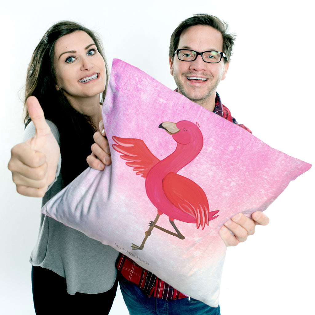 40x40 Kissen Flamingo Yoga Kissenhülle, Kopfkissen, Sofakissen, Dekokissen, Motivkissen, Flamingo, Vogel, Yoga, Namaste, Achtsamkeit, Yoga-Übung, Entspannung, Ärger, Aufregen, Tiefenentspannung