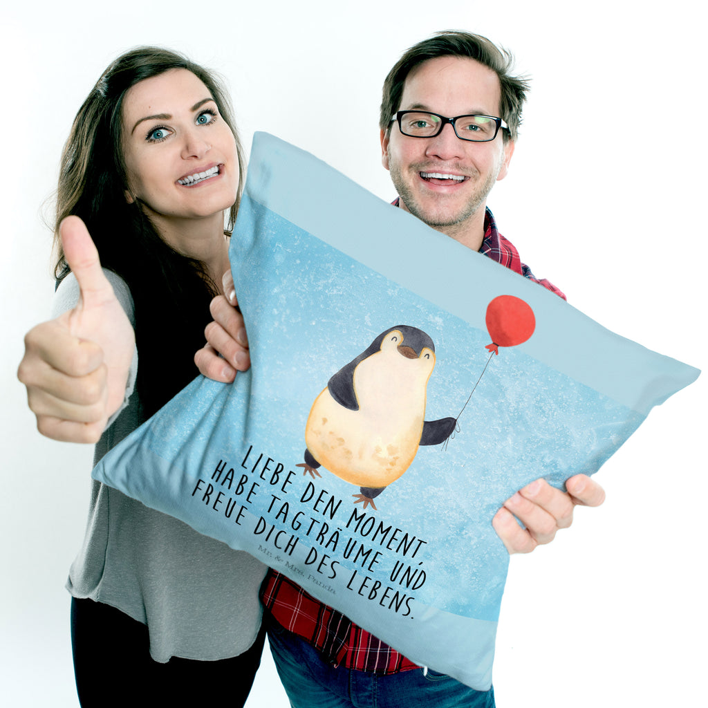 40x40 Kissen Pinguin Luftballon Kissenhülle, Kopfkissen, Sofakissen, Dekokissen, Motivkissen, Pinguin, Pinguine, Luftballon, Tagträume, Lebenslust, Geschenk Freundin, Geschenkidee, beste Freundin, Motivation, Neustart, neues Leben, Liebe, Glück