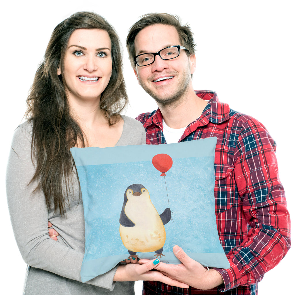 40x40 Kissen Pinguin Luftballon Kissenhülle, Kopfkissen, Sofakissen, Dekokissen, Motivkissen, Pinguin, Pinguine, Luftballon, Tagträume, Lebenslust, Geschenk Freundin, Geschenkidee, beste Freundin, Motivation, Neustart, neues Leben, Liebe, Glück