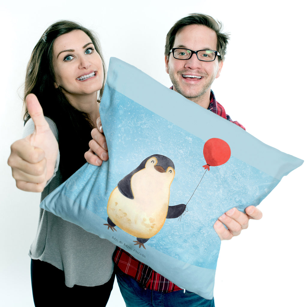 40x40 Kissen Pinguin Luftballon Kissenhülle, Kopfkissen, Sofakissen, Dekokissen, Motivkissen, Pinguin, Pinguine, Luftballon, Tagträume, Lebenslust, Geschenk Freundin, Geschenkidee, beste Freundin, Motivation, Neustart, neues Leben, Liebe, Glück