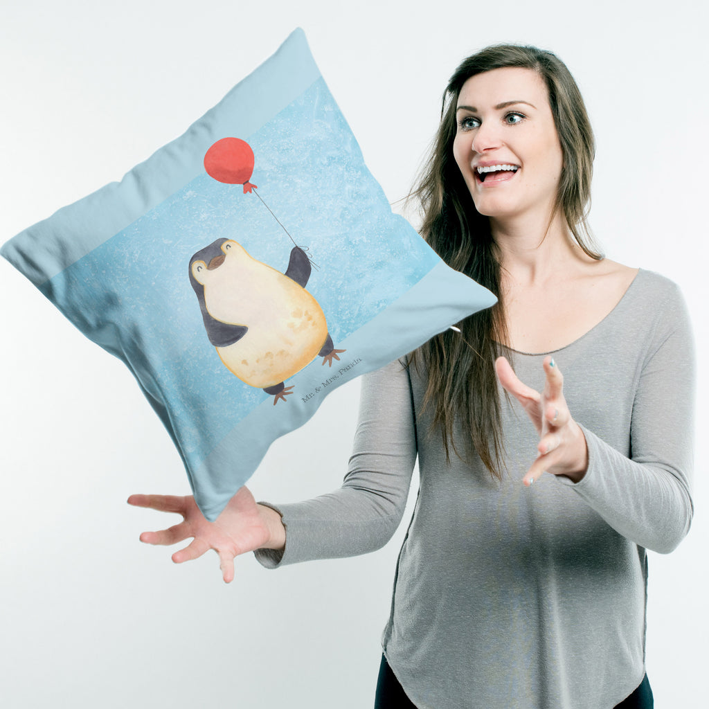 40x40 Kissen Pinguin Luftballon Kissenhülle, Kopfkissen, Sofakissen, Dekokissen, Motivkissen, Pinguin, Pinguine, Luftballon, Tagträume, Lebenslust, Geschenk Freundin, Geschenkidee, beste Freundin, Motivation, Neustart, neues Leben, Liebe, Glück