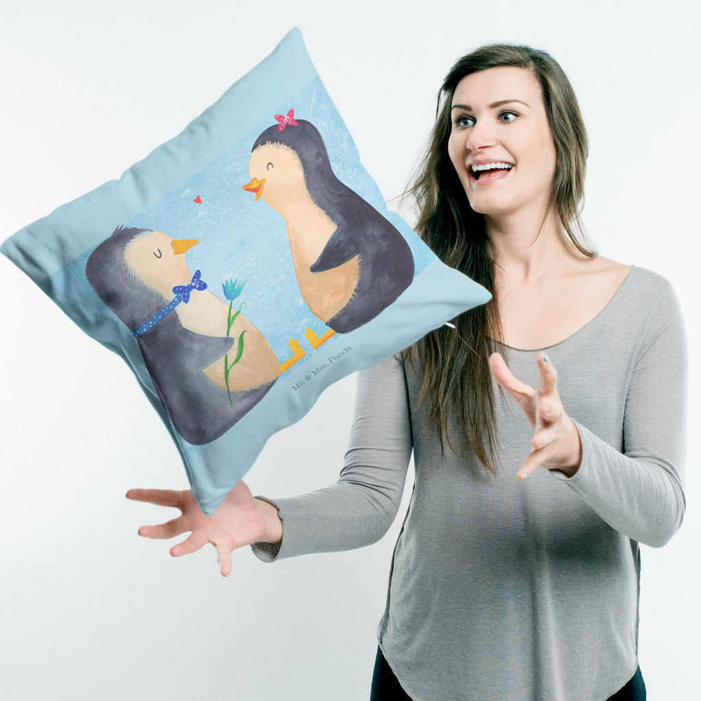 40x40 Kissen Pinguin Pärchen Kissenhülle, Kopfkissen, Sofakissen, Dekokissen, Motivkissen, Pinguin, Pinguine, Liebe, Liebespaar, Liebesbeweis, Liebesgeschenk, Verlobung, Jahrestag, Hochzeitstag, Hochzeit, Hochzeitsgeschenk, große Liebe, Traumpaar