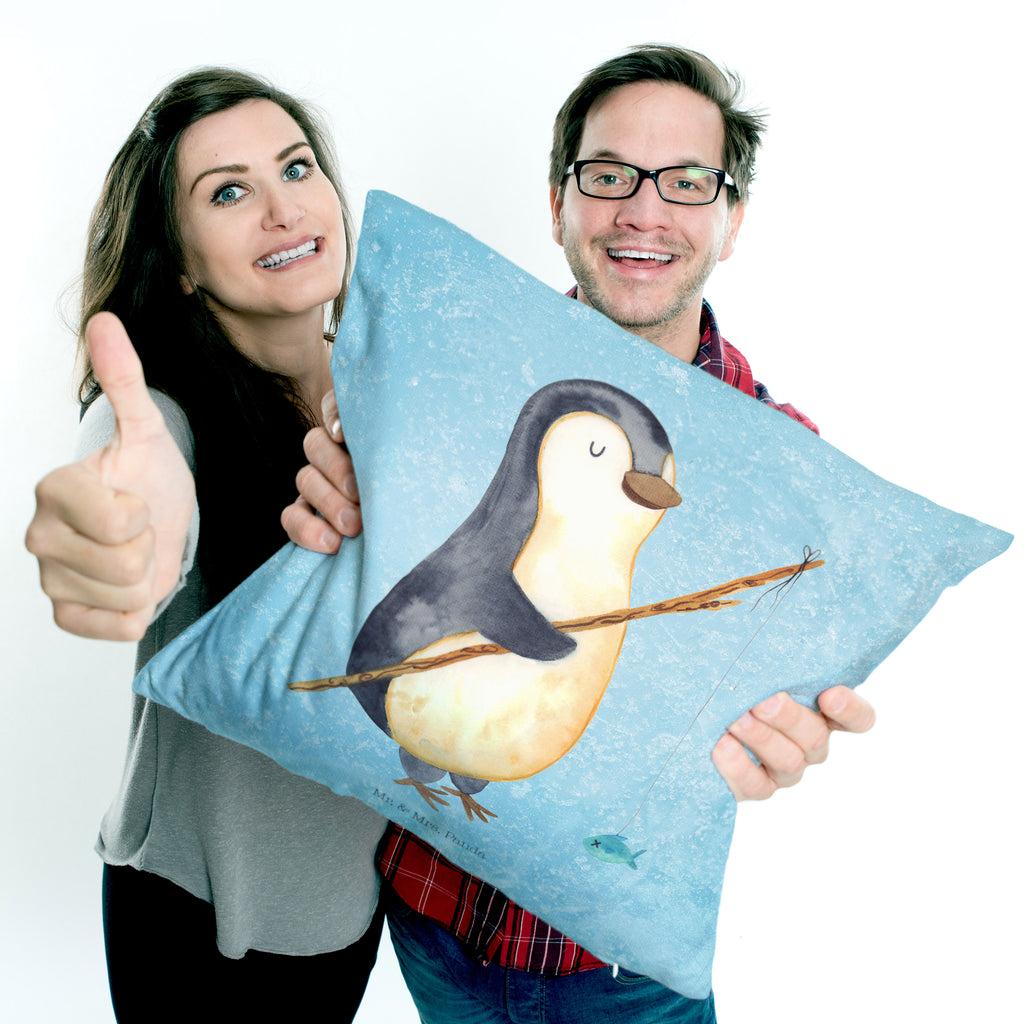 40x40 Kissen Pinguin Angler Kissenhülle, Kopfkissen, Sofakissen, Dekokissen, Motivkissen, Pinguin, Pinguine, Angeln, Angler, Tagträume, Hobby, Plan, Planer, Tagesplan, Neustart, Motivation, Geschenk, Freundinnen, Geschenkidee, Urlaub, Wochenende