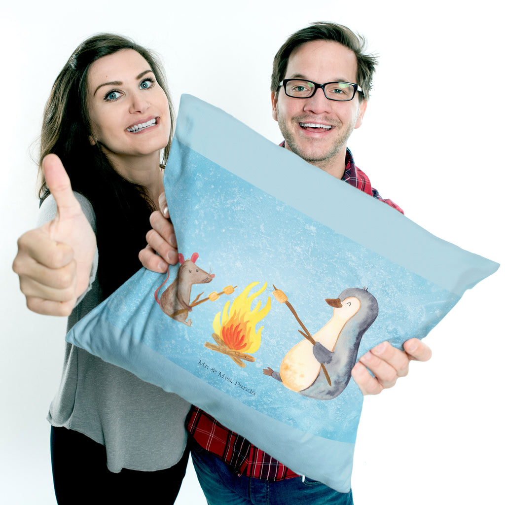 40x40 Kissen Pinguin Lagerfeuer Kissenhülle, Kopfkissen, Sofakissen, Dekokissen, Motivkissen, Pinguin, Maus, Pinguine, Lagerfeuer, Leben, Arbeit, Job, Motivation, Büro, Büroalltag, Lebensspruch, Lebensmotivation, Neustart, Liebe, grillen, Feuer, Marshmallows