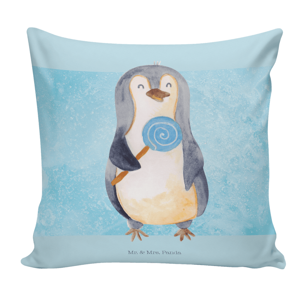 40x40 Kissen Pinguin Lolli Kissenhülle, Kopfkissen, Sofakissen, Dekokissen, Motivkissen, Pinguin, Pinguine, Lolli, Süßigkeiten, Blödsinn, Spruch, Rebell, Gauner, Ganove, Rabauke