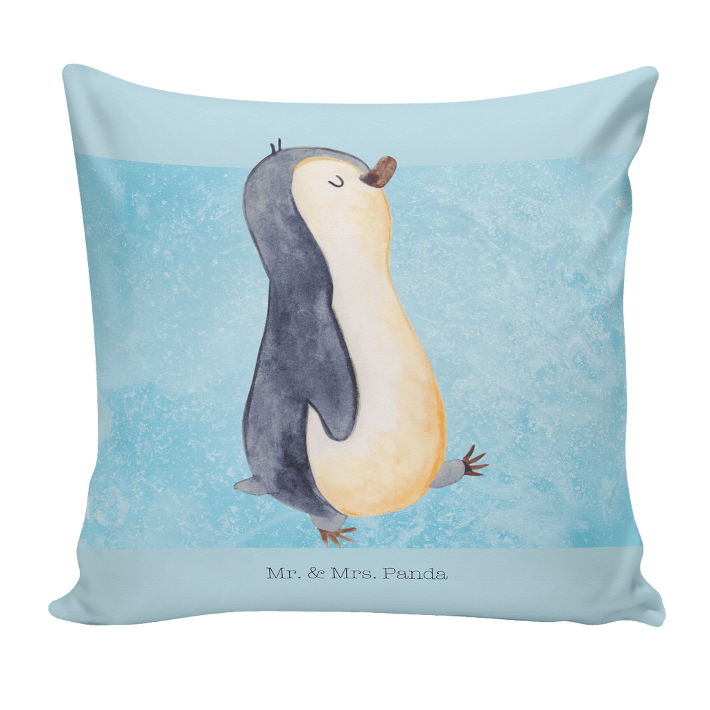 40x40 Kissen Pinguin marschierend Kissenhülle, Kopfkissen, Sofakissen, Dekokissen, Motivkissen, Pinguin, Pinguine, Frühaufsteher, Langschläfer, Bruder, Schwester, Familie